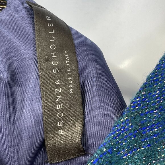 Proenza Schouler Kaleidoscope Metallic Tweed Iridescent Cut Out Shoulder Dress 4 - Picture 8 of 8